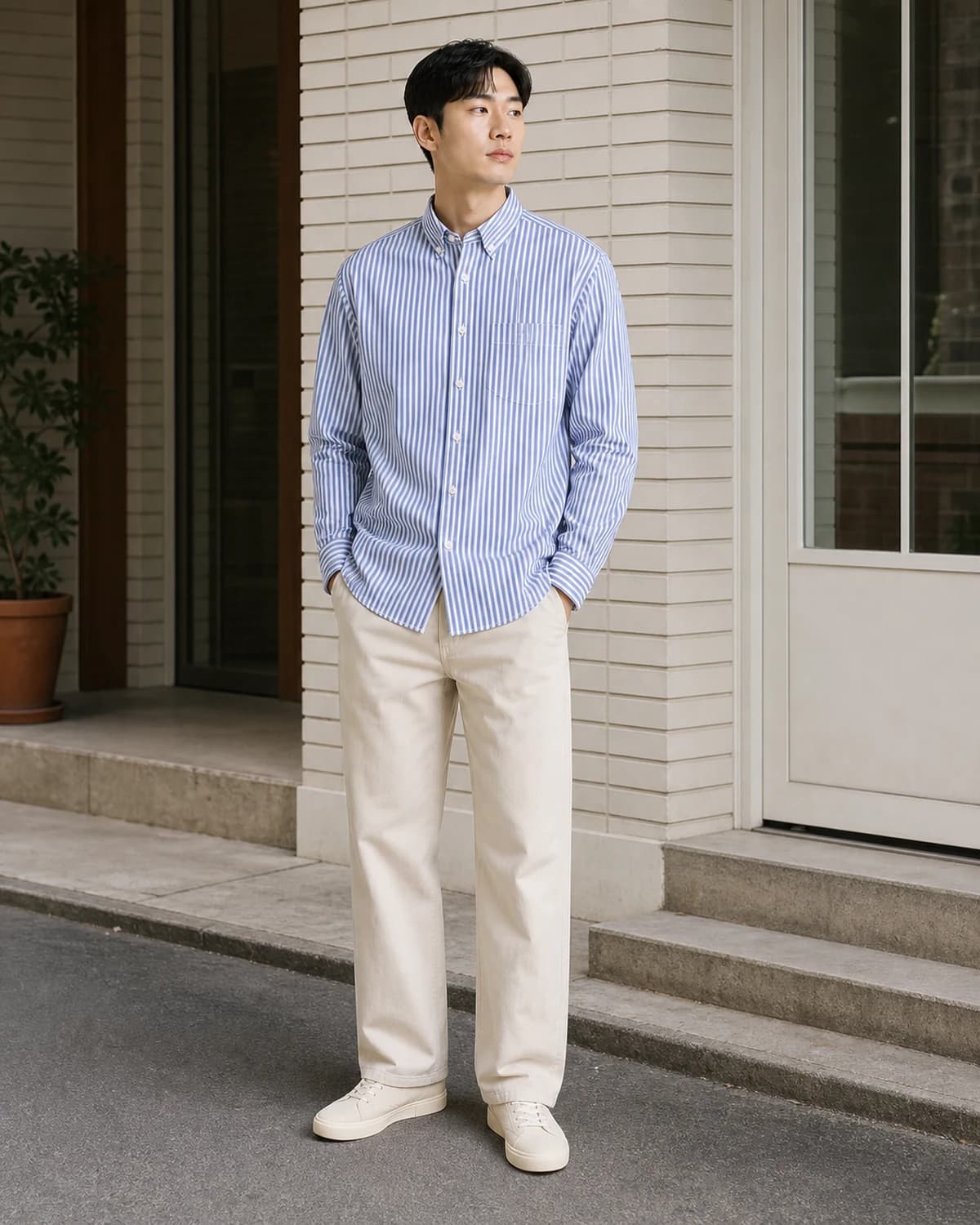스트라이프 옥스포드 셔츠